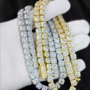 HHIOK Clustered Diamond Tennis Chain Miami Tennis Link Bracelet for Women 7MM Iced Out CZ Cuban Necklace Hip Hop Jewelry Gifts