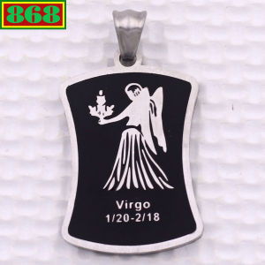 Mặt dây chuyền cung Xử Nữ - Virgo inox trắng kèm móc inox trắng Cung hoàng đạo