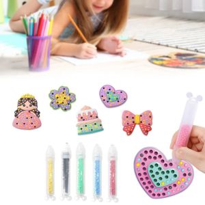 SHEBE668 งานทำมือ ชุดปากกาลูกลื่นน่ารัก ลาย5/10 สร้างสรรค์และสร้างสรรค์ ศิลปะและงานฝีมือจาก DLY ง่ายต่อการใช้ พลาสติกทำจากพลาสติก ชุดสติกเกอร์ศิลปะเพชร เจ้าหญิงสำหรับเด็ก