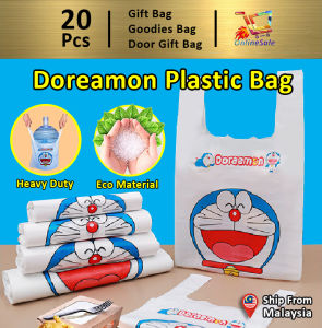 Gift Bag 20pcs Goodies Bag Door Gift (65) Doreamon Cartoon Singlet Bag T-Shirt Tulip Tote Plastic bag Snack Kids School Birthday WeddingParty礼物袋礼品袋购物袋