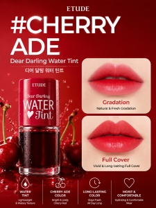 ETUDE Dear Darling Water Tint Cherry Ade - Water Tint Cherry Ade Long-Lasting Moist & Comfortable Gradation Full Cover
