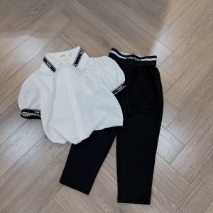 Sét học sinh cho bé gái áo trắng quần dài umi đen 13-38kg