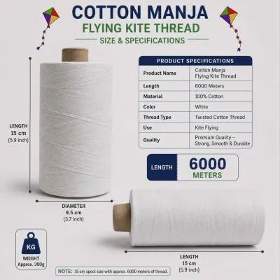 Premium Cotton Glace Kite Line – Durable Universal Kite Fighting Thread 4000M–6000M