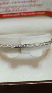 งานสั่งทำพิเศษเข้าเพิ่มแล้วมีที่ร้านนี้ที่เดียว กำไลเพชรสวิชเกรดพรีเมียม หน้ากว้าง3 มิล((รอบมือ 14-16.5cm. ))หุ้มทอง5ไมครอน เทียบงานร้านเพชร แถมฟรี!กล่องกำมะหยี่สีแดง