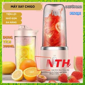 Máy xay sinh tố máy say mini cầm tay sạc pin tích điện CHIGO 6 lưỡi xoay đa năng dung tích 300ml sạc pin USB