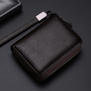NEW Fashion VIP ID Card Holder Walet Genuine Leather RFID Bank Credit Card clutch Wallet Men and Women Slim Small Change Coin Keys Cards Zipper Bag with Hand Strap