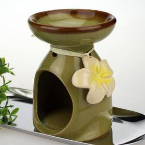 Ceramic Essential Oil Burner with Flower Decorated Aroma Burner Lamp Spa Yoga Hotel Supply Tea Light Candle Holder Home Decor