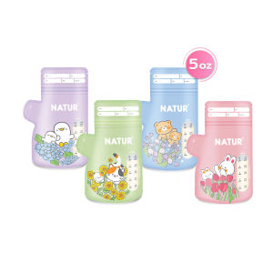NATUR เนเจอร์ ถุงเก็บน้ำนมแม่ PET (5oz/9oz) คละ 4 ลาย