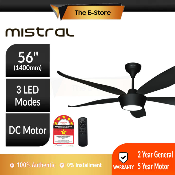 (5 Years Warranty) Mistral 56" 5 Blades LED Ceiling Fan with DC Motor