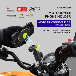 Moto Tie Connect Kit 3 - MotorBike Phone Holder Black Shockproof Safety Lock Silicone Material Anti-Slip Sturdy