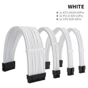 FormulaMod PSU Extension Cable Sleeved Kit 4PCS 300mm 18AWG With Combs For PC Power Supply Unit To