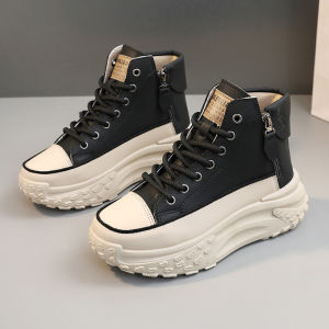IELGY High-top shoes womens new round toe shoes platform sole heightened casual clapboard shoes fashionable