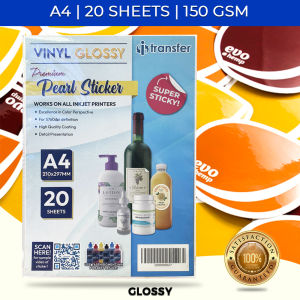 i-Transfer Pearl Vinyl Sticker Paper | 20 Sheets A4 150GSM Waterproof | Printable for Custom Decals & Photo Stickers