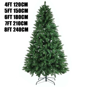 Sincecu Elegant Emerald Green PVC Christmas Tree 4FT/5FT/6FT/7FT/8FT - Realistic Holiday Decor for Home & Parties 4-7FT Realistic PVC Xmas Tree - Emerald Green Holiday Decor for Home & Parties