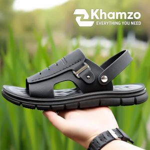 SANDAL KULIT PRIA IMPORT KHAMZO K08 SANDAL HIKING OUTDOOR SLOP COKELAT