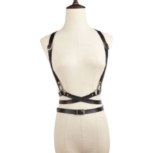 Women Body Harness Strap Faux Leather Belts Fashion Leather Chains Body Suspenders Waist Straps