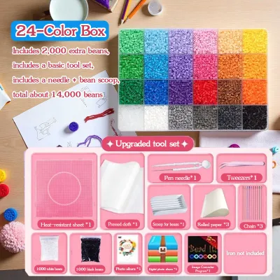 Fuse Beads Perler Beads Kit 14000PCS 5mm 2.6mm DIY Craft 3D Puzzle Educational Toy for Family
