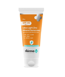 The Derma Co Ultra Light Zinc Mineral Sunscreen I With SPF 50 PA+++ For All Skin Type - 50g