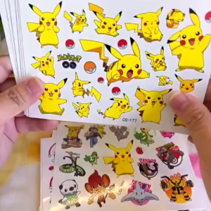Pikachu Pelekat Tatu Kanak Kanak Pokemon Sticker Kartun Hadiah Hari Jadi Tatu Air Tidak Toksik Pokémon Pikachu Kids Tattoo Sticker Water Transfer Sticker Boy Girl Gift 皮卡丘神奇宝贝宠物小精灵宝可梦精灵儿童生日纹身贴纸水转印贴画 A327