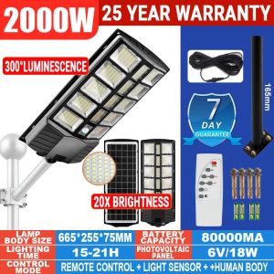 A&A A A Durable Solar Lights - 1500W 2000W 2500W 3500W Commercial Solar Street Lights with Motion Sensor 6000K Dusk to Dawn Solar Flood Lights IP67 Waterproof Outdoor Parking Lot Lighting for Courtyards and Playgrounds
