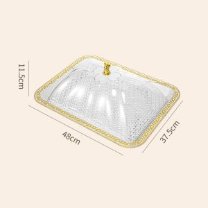 Set Nampan Dan Tutup Roti Emas Mewah Aesthetic/ONE SET Kotak Roti Dan Kue Tempat Penyimpanan Roti Wadah Saji Nampan Rot