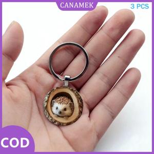 CANAMEK✨ 3pcs Owl Keychain Charm Cú Retro mô hình thủy tinh lồi vòng chìa khóa sáng tạo của nam giới và phụ nữ Xe Túi Mặt dây chuyền trang sức