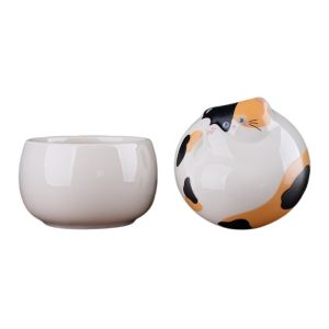OUTOPEN 150ml Hộp đựng tro cốt thú cưng Dễ thương Đài tưởng niệm Hộp đựng hài cốt chó mèo Hộp đựng trà Sáng tạo Lọ đựng tro cốt thú cưng bằng gốm sứ Lễ tang thú cưng