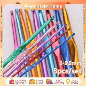 8Pcs/Set 2-5.5mm Stainless Steel Crochet Hooks Set Metal Handle Crochet Weave DIY Sewing Needles Tool Needles Crochet for Knitting Needles