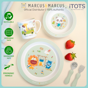 Marcus & Marcus Eco-Friendly Kids Mealtime Set - Include Plate Bowl Cup Spoon and Fork