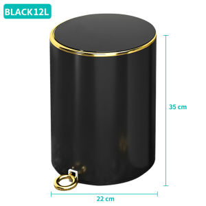 Fypo Luxury Stainless Steel Pedal Trash Can 12L Kitchen Silent Garbage Bins with Detachable Inner Barrel Living Room Round Foot Step Dustbin Bathroom Toilet Waterproof Rubbish Bucket with Lid Household Waste Container
