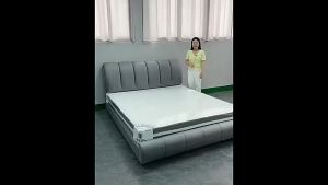 Leather Bed Frame with Storage Solid Wood Nordic Simple Bed King/ Queen Bed Modern Minimalist Artificial Leather