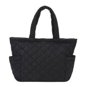 GOUPDO Quilted Plaid Puffer Tote Bag Pleated Cloud Down Cotton Padded Quilted Puffy Handbag Fashion Winter Hobos Shopper Bag Women Girls