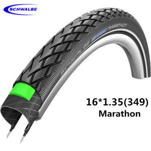 Schwalbe Marathon Racer ยางรถจักรยาน16X1.35 349 Marathon Plus GreenGuard สำหรับ Brompton 3Sixty Pikes Fnhon K3 Plus 360 E-จักรยาน Trifold พับยาง