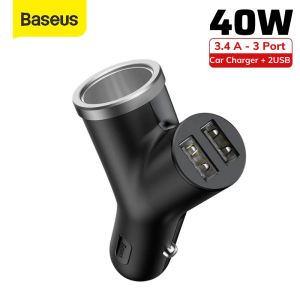 Tẩu sạc ô tô 3 cổng chữ Y 3.4A 40W baseus BSC-C16N - Bộ chia tẩu sạc oto xe hơi đa năng baseus