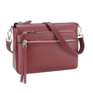 Smart King Genuine Leather Crossbody Bags for Women Fashion Casual Shoulder Purse Multi-zipper Small Square Bag 3101