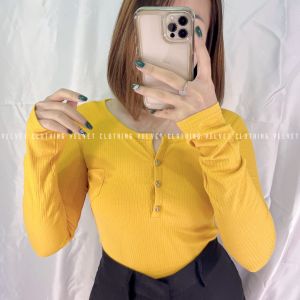 Atasan knit lengan panjang wanita / Longsleeve button knit rib / blouse long sleeve 4585