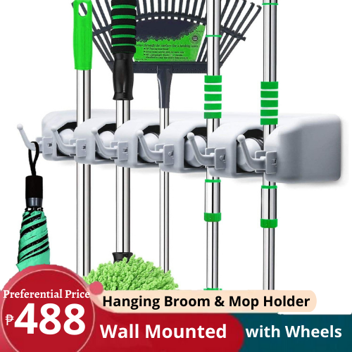 3 Styles Wall Mounted Easy Installation Hanging Broom Holder Mop & Broom Storage Rack with