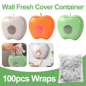 Wall Mounted Disposable Food Cover Storage Box Apple Shaped Plastic Wrap Container Dustproof Plastic Wrap Holder Kitchen Organizer