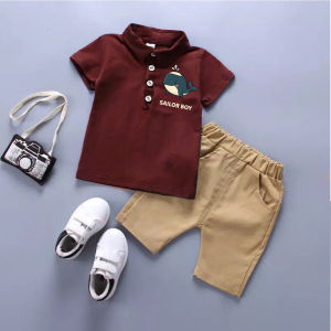 Dairoku  WHALE MAROON  Setelan Baju Anak Laki umur 1 2 3 4 5 tahun pakaian anak cowok 0 6 bulan