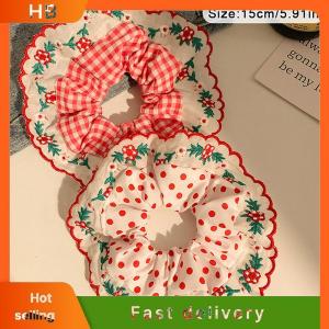 HB Beautiful Embroidered Large Scrunchies Elastic Hair Bands Hair Ties Women Sweet Hair Accessories Ponytail Holder Head Rope