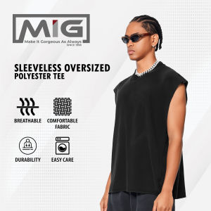 MIG Premium 200gsm Technology Cotton Comfortable Round Neck Sleeveless Oversized Plain T Shirt