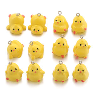 5Pcs 3D Cartoon Yellow Chick Resin Charms Kawaii Animals Pendants for Earrings Necklace Keychains DIY Jewelry Make Accessories