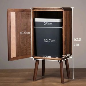Sacesr Solid Wood Waste Bins Large Capacity Luxury Trash Can 20 L Anti Odor Garbage Can Creative Home Living Room Kitchen Supplies M2Y9R