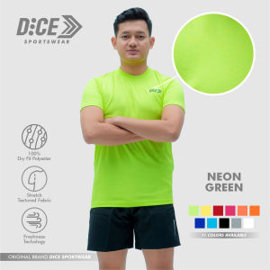 Jersey Kaos Polos Olahraga Lari Futsal Voli Dry Fit Dice Neon Green