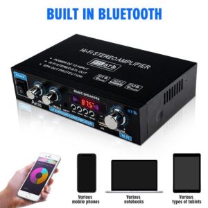 【Shipped From Penang】AK-380 Bluetooth 5.0 Stereo Audio Power Amplifier+DC 12V/5A Power Adapter