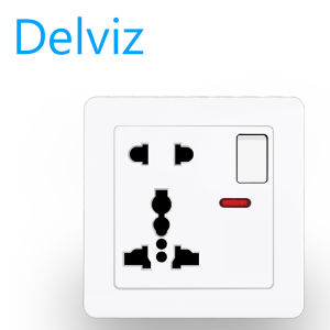 Delviz(international brand)(UK/EU/USA socket) universal wall power socket 13A with switch control.Five-hole panel 86 mm * 86 mm wall socket.