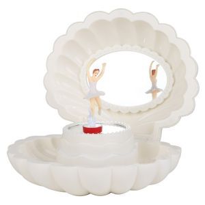 Amazthing Shell Jewelry + Music Box with Ballerina Dancer and Light Kids Birthday/Christmas Gift 贝壳音乐盒