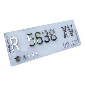 Plat Nomor Putih Timbul Crome Sepeda Motor Baut