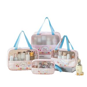 Makeup Bag Transparent Cosmetic Organizer Waterproof Toiletry Pouch Large Capacity Wet Dry Separation Travel Beg