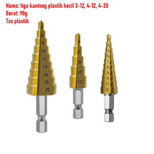 4-32mm Mata Bor Multi Step Pagoda Tangga Payung Drill Bits Size Ukuran Ragam Ukuran mata bor pagoda plus mata bor gergaji titanium step drill and Saw drill set 6 pcs